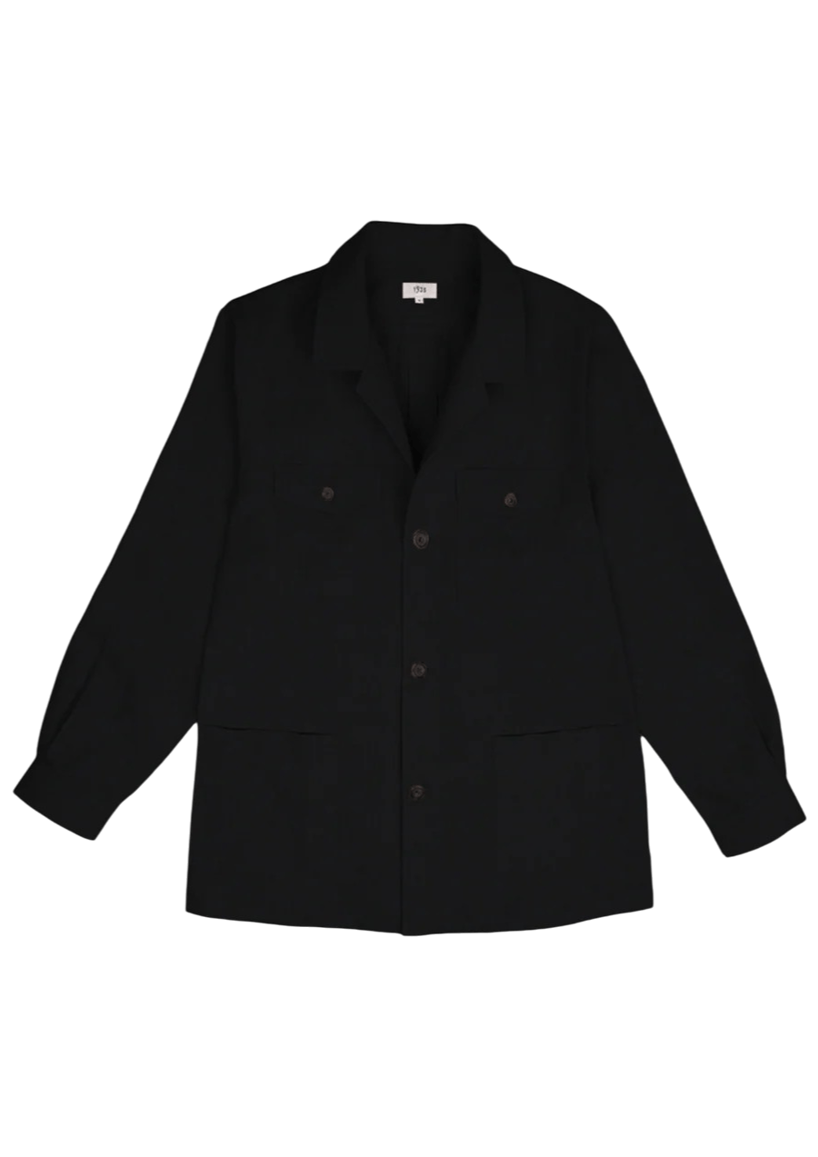 Black Linen Overshirt