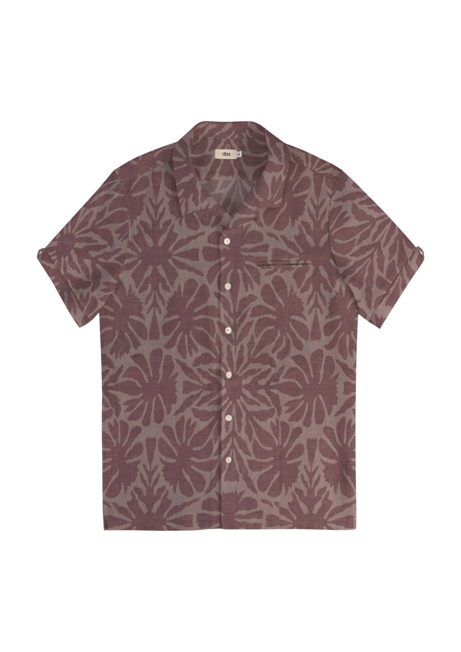 Peru Tan Printed Short Sleeve Shirt