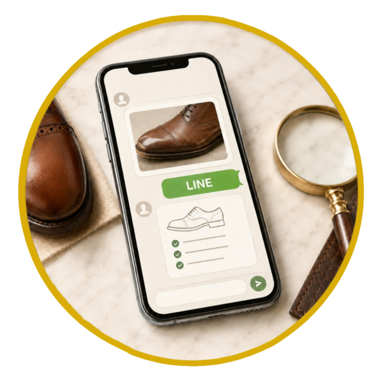 LINE assessment for luxury shoe repair by THREE Shoes Repair Atelier Bangkok