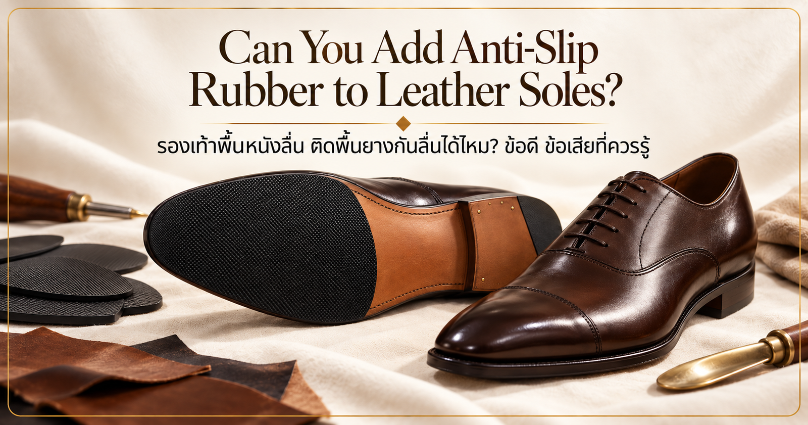 รองเท้าพื้นหนังลื่น ติดพื้นยางกันลื่นได้ไหม? ข้อดี ข้อเสียที่ควรรู้